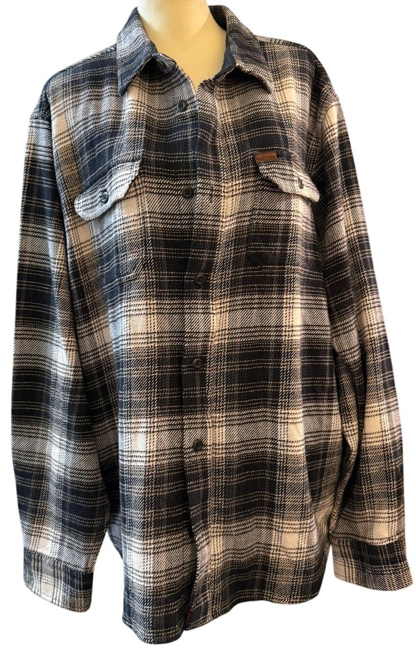 Orvis Heavyweight Double Brushed Flannel Shirt, Black & Brown Plaid, Men's 2X